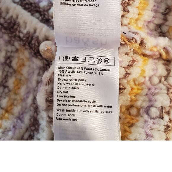 BA&SH Bill Button Front Tweed Knit Lady Cardigan Sweater Yellow Size Large New - Picture 12 of 12